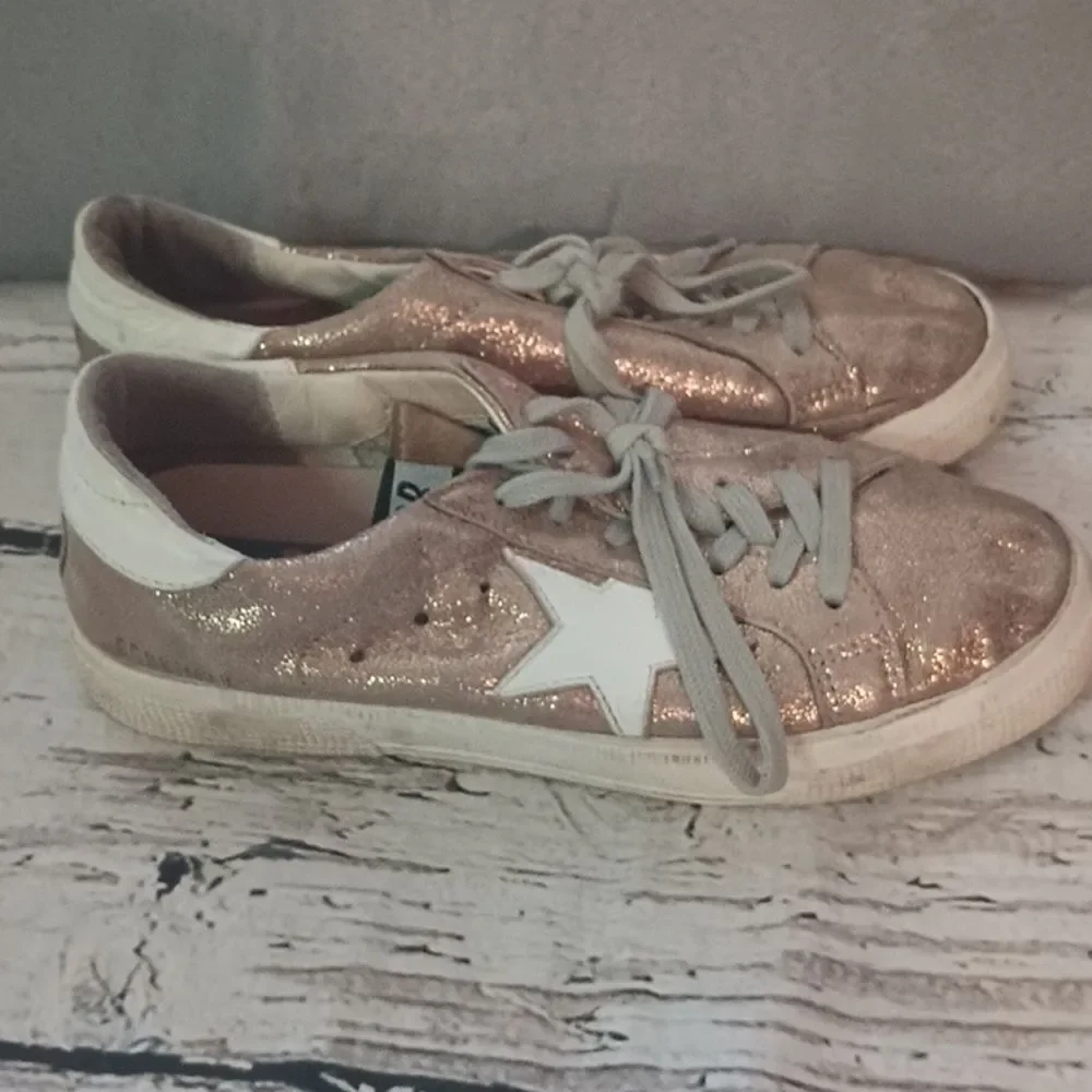 Golden Goose Metallic Gold May GGDB Sneakers Tennis Shoes 37 - Picture 5 of 11